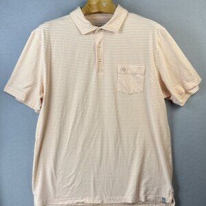 Peter Millar Polo Shirt Men L Orange Stripe Peruvian Cotton Golf Athleisure Logo